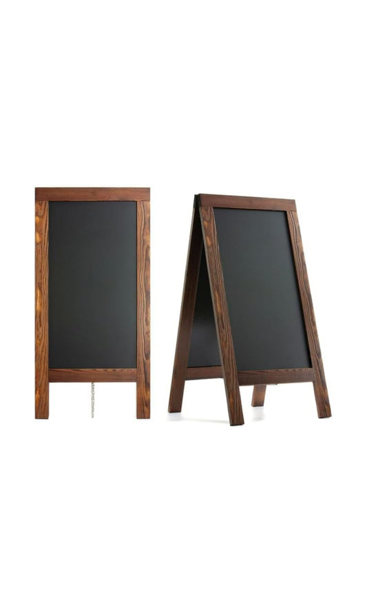 Sandwich Board 40"x20" Solid Pine Wood Rustic Brown, Chalk Board Sign Board