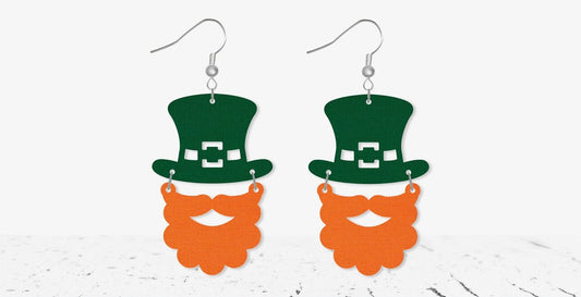 Hand-Painted Basswood 'Saint Patrick Day’ Earrings with Hypoallergenic Silver Hooks - Festive Irish-Inspired Jewelry